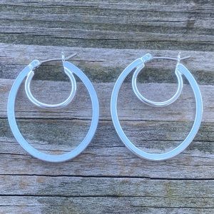 Silver plated double hoop earrings